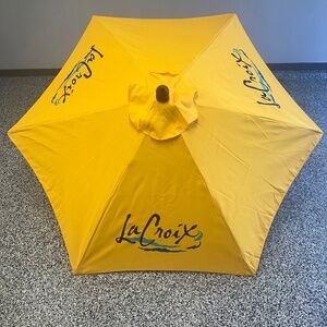 La Croix Sparkling Water Large Yellow Market Umbrella Patio Deck 86.5" RARE NEW